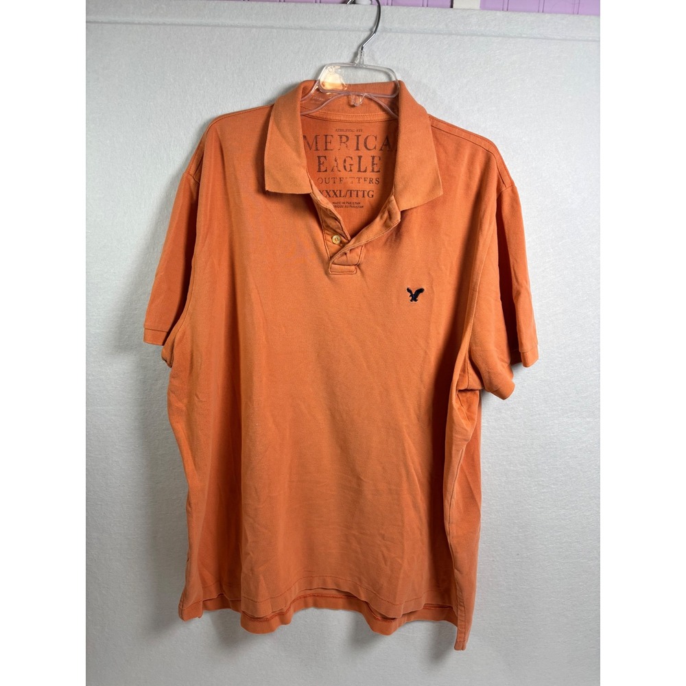 American Eagle Mens Athletic Fit Polo Shirt Orange Cotton XXXL Short Sleeve Logo